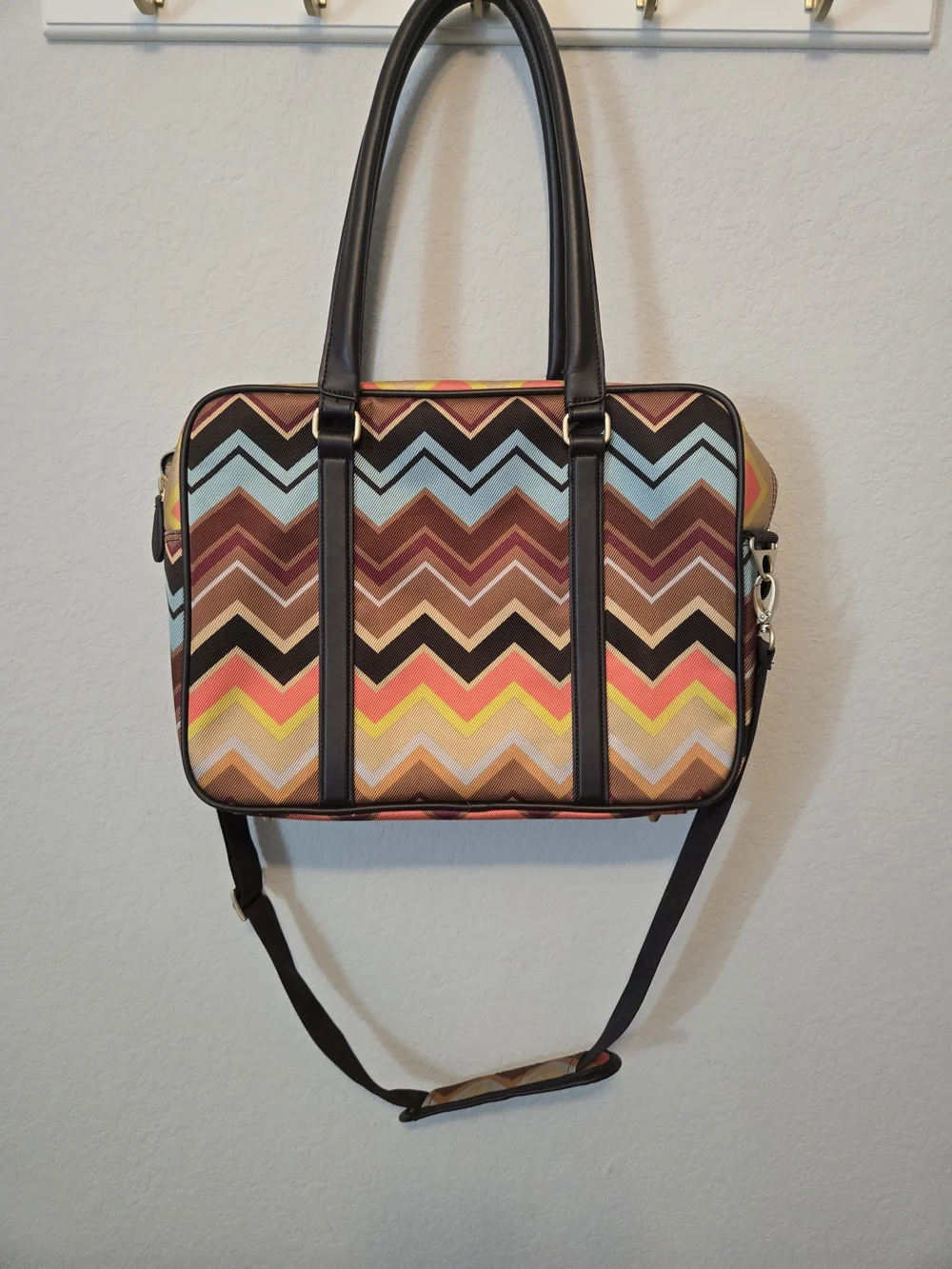 Missoni Chevron Laptop Bag in Brown, Blue, Tan and Yellow